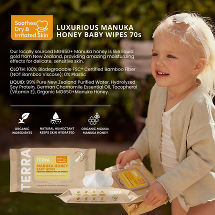 TERRA NZ Premium Bamboo Baby Wipes – Manuka Honey-Terra-1 Pack-Hello Charlie