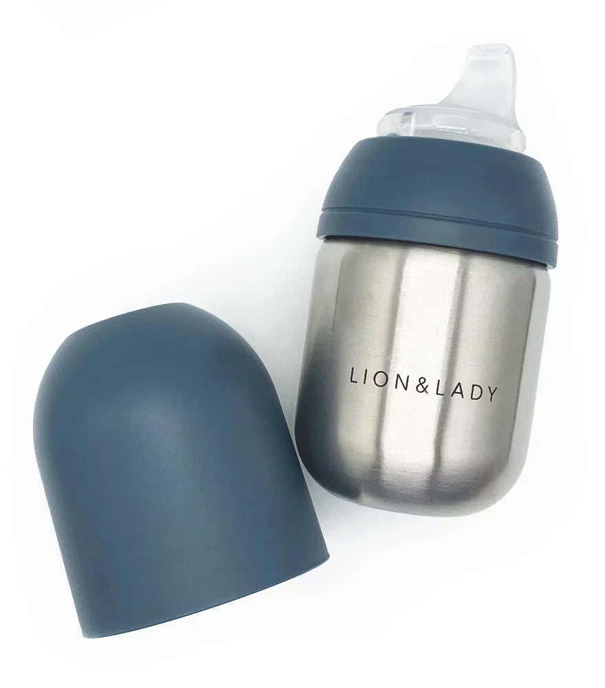 Lion Lady Stainless Steel Sippy Cup 210ml French Navy Hello