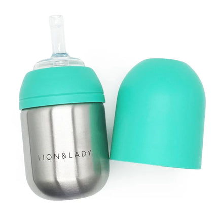 Lion & Lady Toddler Stainless Steel Straw Cup 210ml - Mint Lion & Lady
