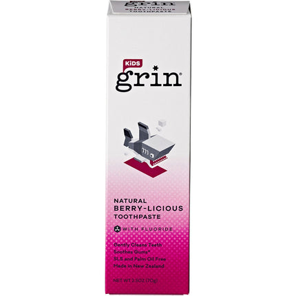 Grin Kids Natural Toothpaste Berry-Licious with Fluoride 70g-Grin-Hello Charlie