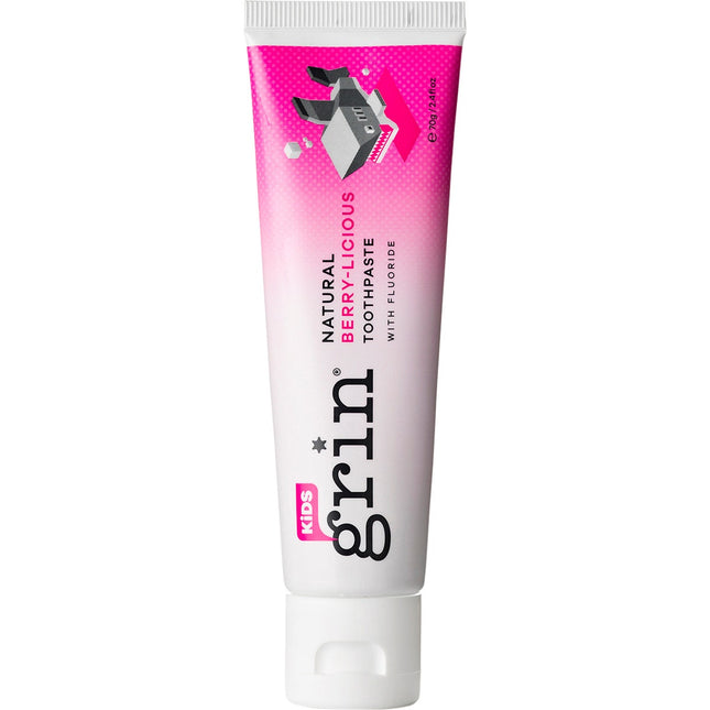 Grin Kids Natural Toothpaste Berry-Licious with Fluoride 70g-Grin-Hello Charlie