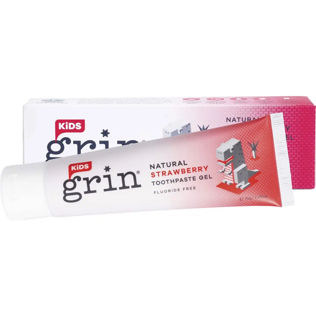 Grin Kids Natural Toothpaste Strawberry 70g-Grin-Hello Charlie