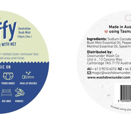 Downunder Wash Co. Tuffy Stain Remover Bar With Net - Australian Bush Mint 120g-Downunder Wash Co-Hello Charlie