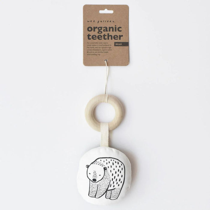 Wee Gallery Bear Teether with Wooden Ring - Hello Charlie 