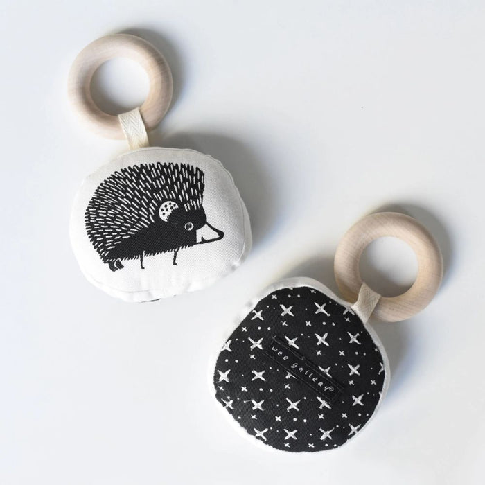 Wee Gallery Hedgehog Teether with Wooden Ring - Hello Charlie 