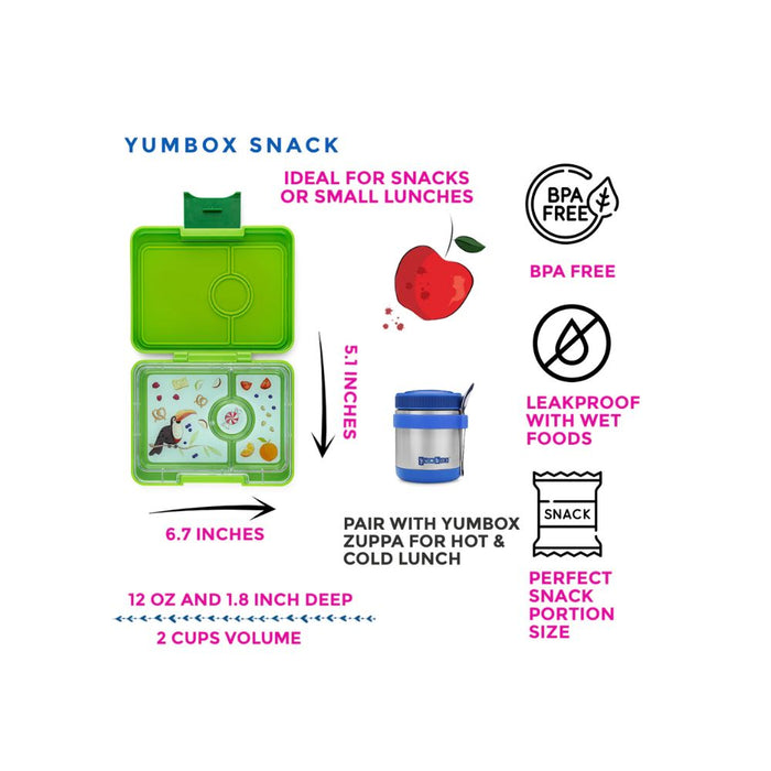 Yumbox Snackbox - Lime Green Toucan - Hello Charlie 