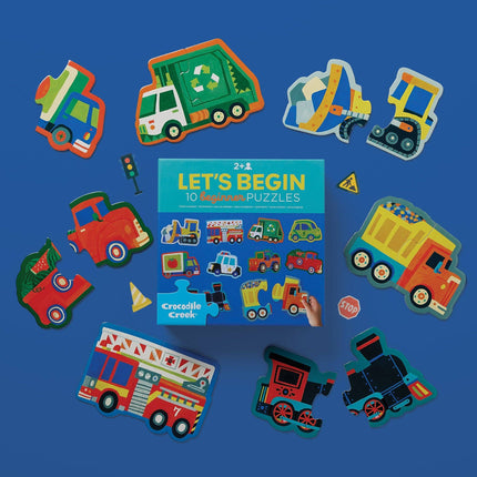 Crocodile Creek Let's Begin Puzzle 2 pc - Vehicles (Box)