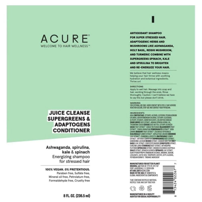 Acure Juice Cleanse Supergreens & Adaptogens Conditioner - Hello Charlie