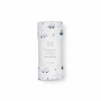 All4Ella Organic Muslin Swaddle - Beep Beep