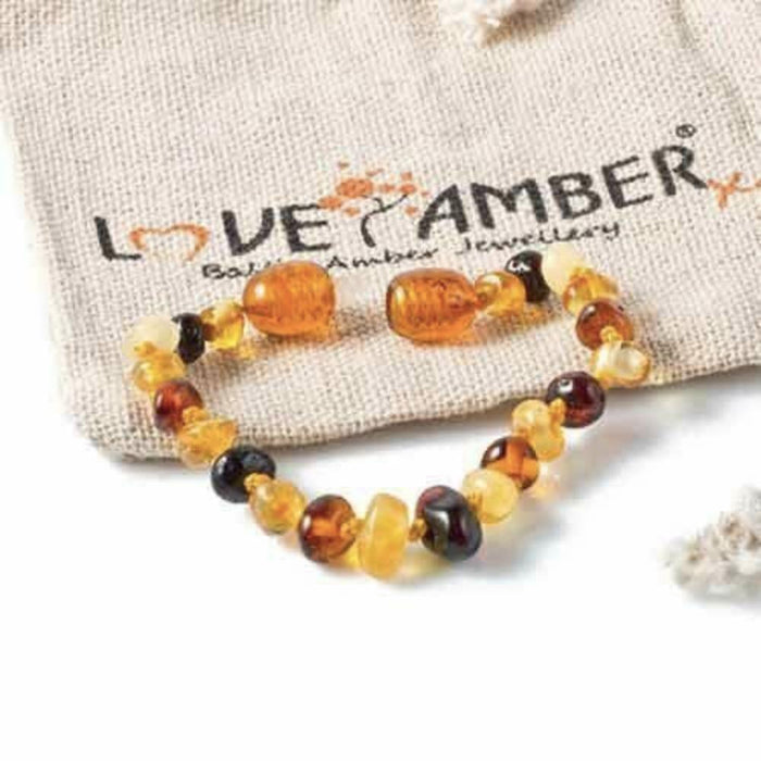 Amber Love Baltic Amber Teething Bracelet/Anklet - Cognac Love - Hello Charlie