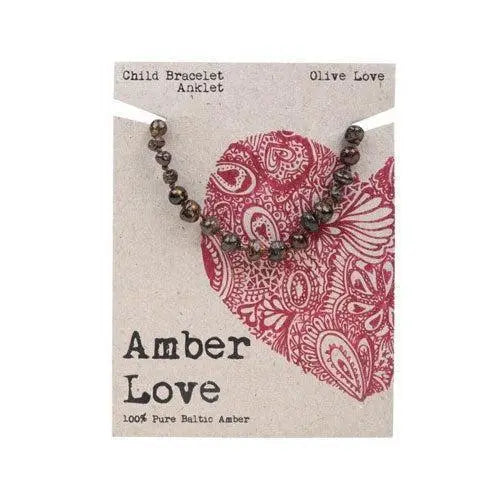 Amber Love Baltic Amber Teething Bracelet/Anklet - Olive Love-Amber Love-Hello Charlie