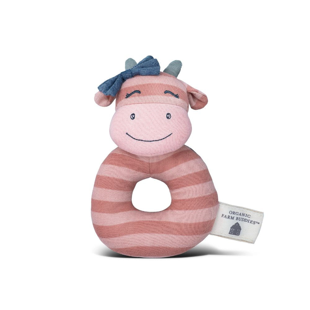Apple Park Farm Buddies Organic Soft Baby Rattle - Miss Moo | Hello Charlie