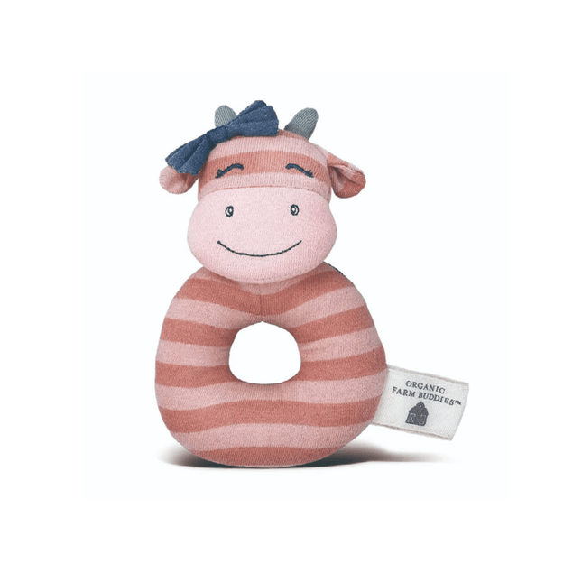 Apple Park Farm Buddies Organic Soft Baby Rattle - Miss Moo-Apple Park-Hello Charlie