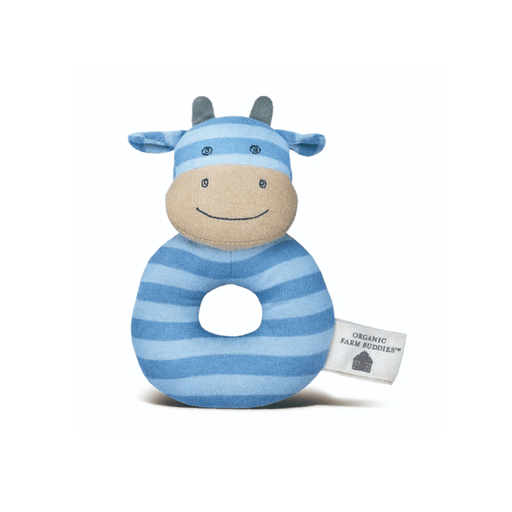 Apple Park Farm Buddies Organic Soft Baby Rattle - Mr. Moo - Hello Charlie