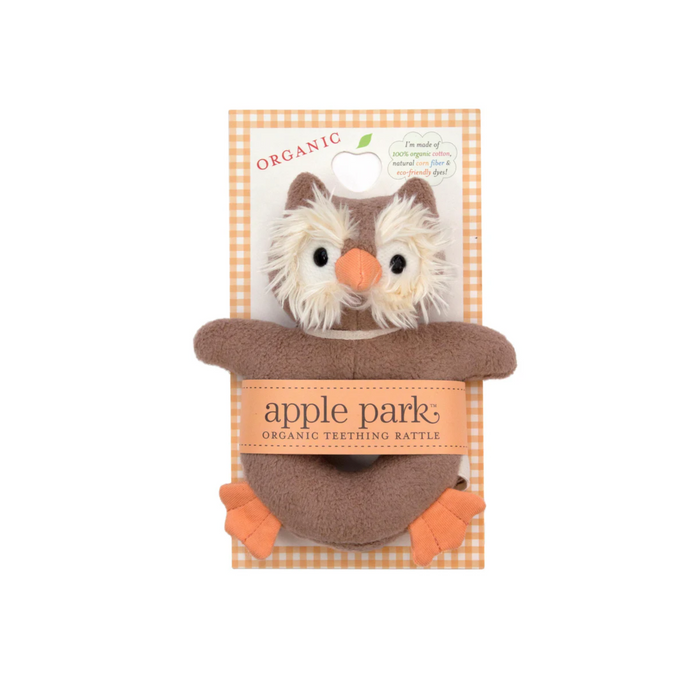 Apple Park Organic Soft Rattle-Owl-Hello-Charlie