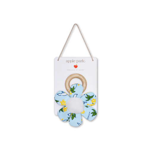 Apple Park Teething Baby Rattles - Enchanted Leaves Blue - Hello Charlie