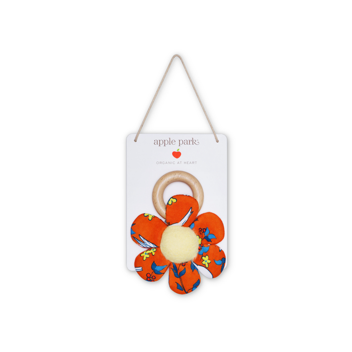 Apple Park Teething Baby Rattles - Enchanted Leaves Orange--Hello-Charlie