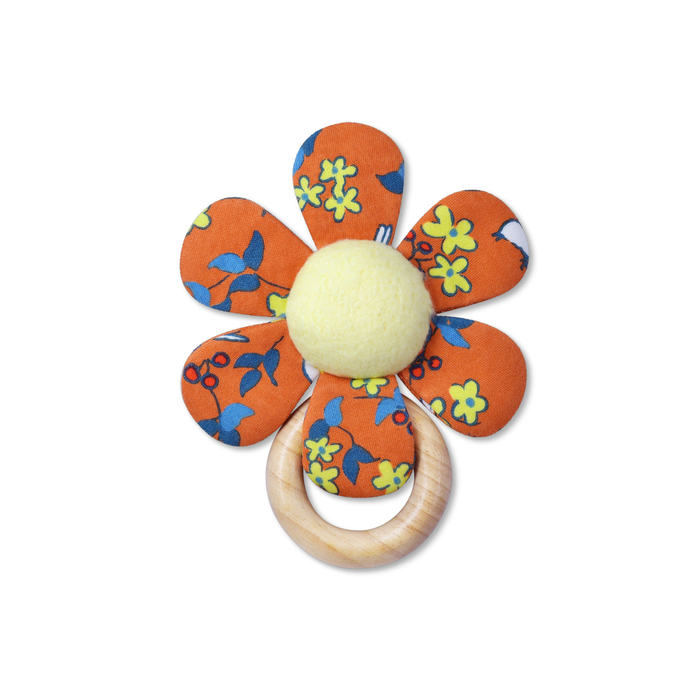 Apple Park Teething Baby Rattles - Enchanted Leaves Orange--Hello-Charlie