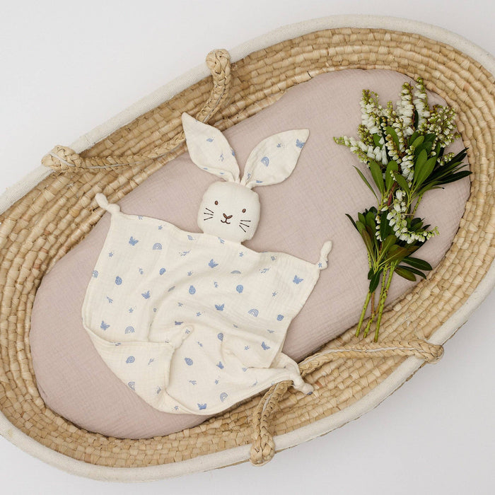 Organic Muslin Bunny Lovey Enchanted Garden print