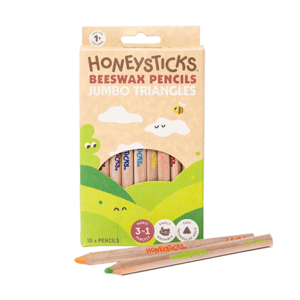 Honeysticks Beeswax Pencils Jumbo Triangles 10pk