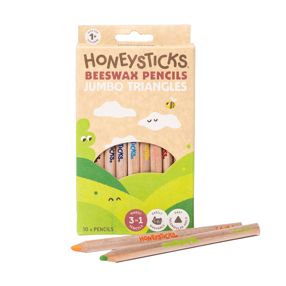 Honeysticks Beeswax Pencils Jumbo Triangles 10pk