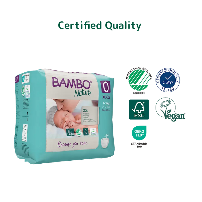 Bambo Nature Eco Nappies Premature Size 0 - Bulk