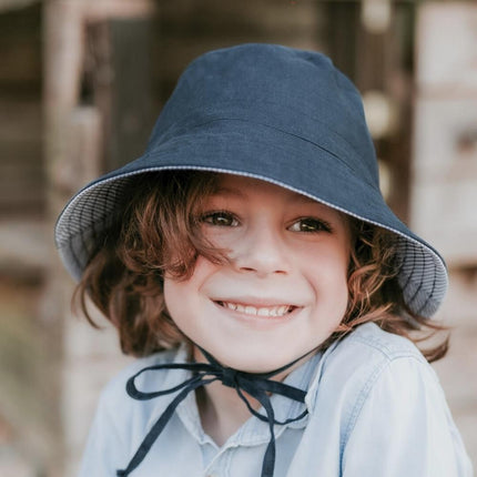 Bedhead Explorer Reversible Infant & Kids Classic Bucket Sun Hat - Charlie / Indigo-Bedhead Hats-Medium-Hello Charlie