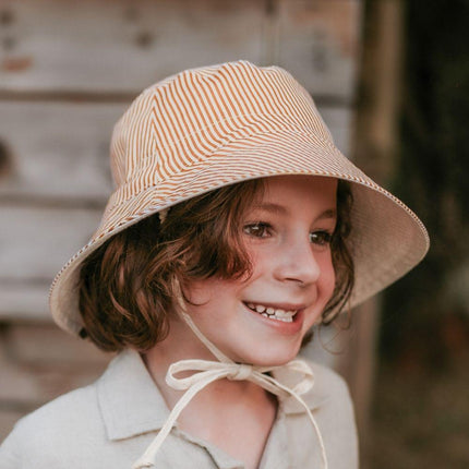 Bedhead Explorer Reversible Infant & Kids Classic Bucket Sun Hat - Frankie / Flax-Bedhead Hats-Small-Hello Charlie