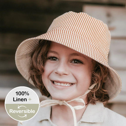 Bedhead Explorer Reversible Infant & Kids Classic Bucket Sun Hat - Frankie / Flax-Bedhead Hats-Small-Hello Charlie