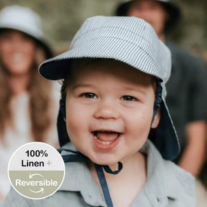 Bedhead Lounger Reversible Infant Flap Hat - Charlie / Indigo-Hello-Charlie