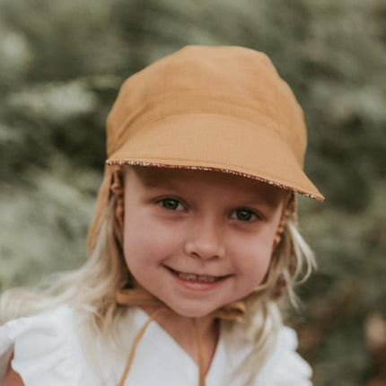 Bedhead Lounger Reversible Infant Flap Hat - Melody / Maize-Bedhead Hats-Hello Charlie