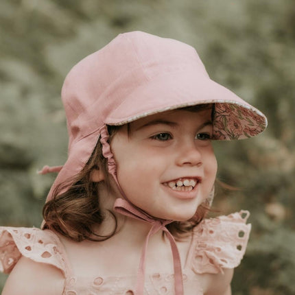 Bedhead Lounger Reversible Infant Flap Hat - Poppy / Rosa-Bedhead Hats-Hello Charlie