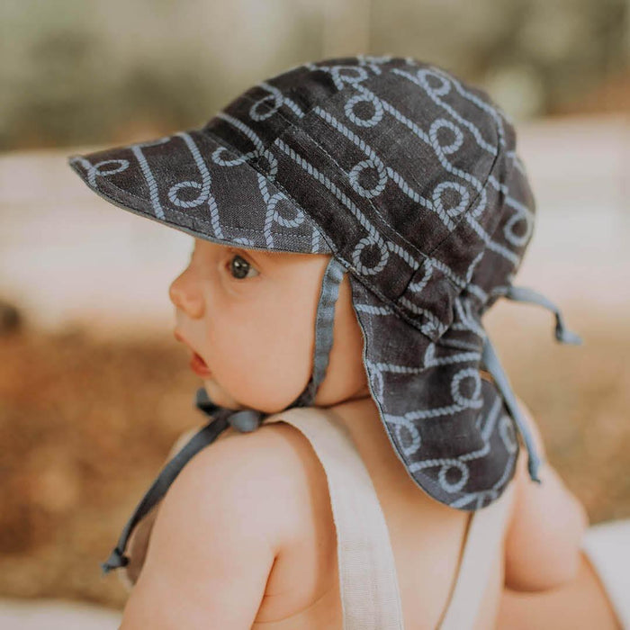 Bedhead Reversible Baby Flap Hat - Crew / Steele - Hello Charlie