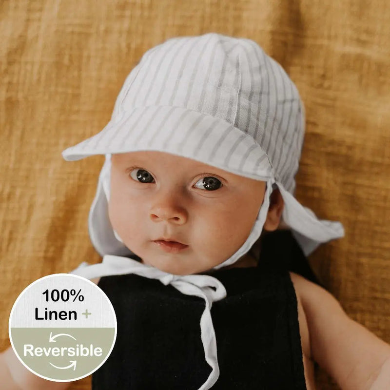 Bedhead Reversible Baby Flap Hat - Finley / Blanc-Bedhead Hats-XXS-Hello Charlie