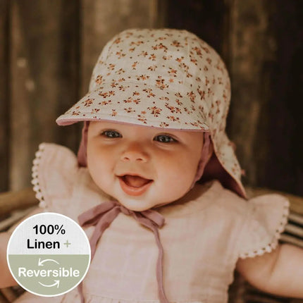 Bedhead Reversible Baby Flap Hat - Harlow / Rosa-Bedhead Hats-XXS-Hello Charlie