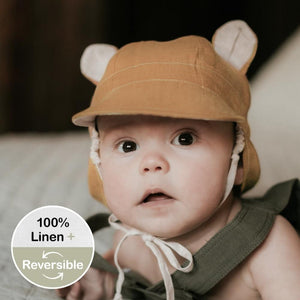Bedhead Roamer Reversible Teddy Infant Flap Hat - Maize / Flax--Hello-Charlie