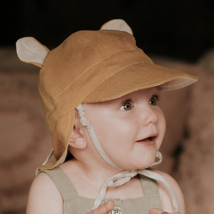 Bedhead Roamer Reversible Teddy Infant Flap Hat - Maize / Flax - Hello Charlie