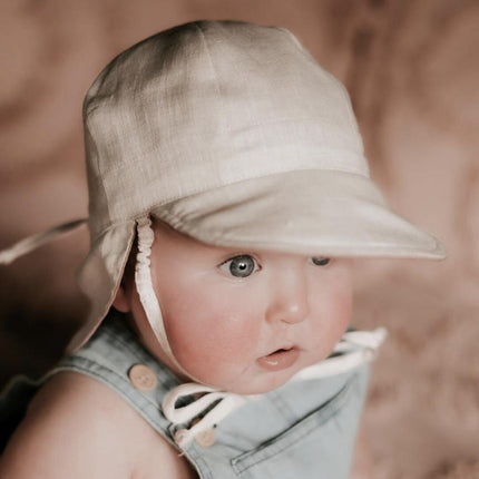 Bedhead Roamer Reversible Teddy Infant Flap Hat - Rosa / Flax-Bedhead Hats-XS-Hello Charlie