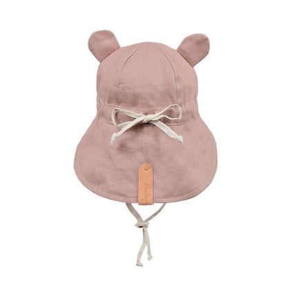 Bedhead Roamer Reversible Teddy Infant Flap Hat - Rosa / Flax-Bedhead Hats-XS-Hello Charlie