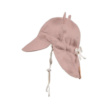 Bedhead Roamer Reversible Teddy Infant Flap Hat - Rosa / Flax-Bedhead Hats-XS-Hello Charlie