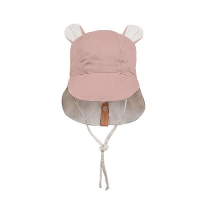 Bedhead Roamer Reversible Teddy Infant Flap Hat - Rosa / Flax-Bedhead Hats-XS-Hello Charlie