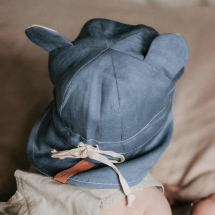 Bedhead Roamer Reversible Teddy Infant Flap Hat - Steele / Flax-Bedhead Hats-XS-Hello Charlie