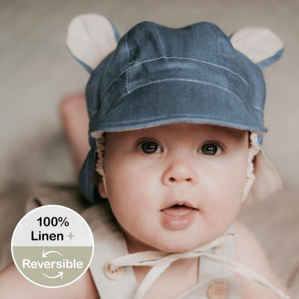 Bedhead Roamer Reversible Teddy Infant Flap Hat - Steele / Flax-Bedhead Hats-XS-Hello Charlie
