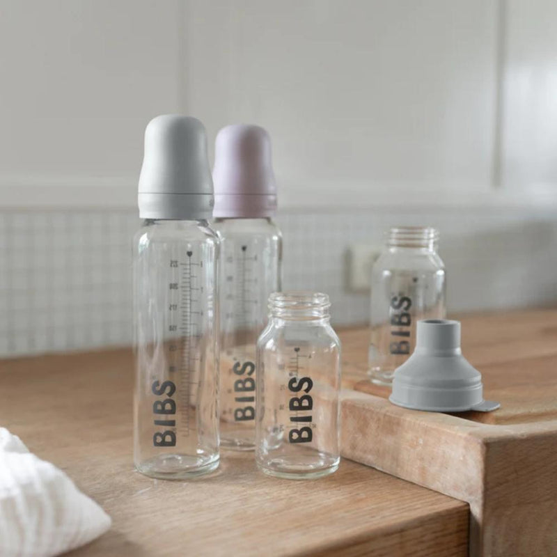 BIBS Glass Baby Bottle Set - 225ml-BIBS-Baby Blue-Hello Charlie
