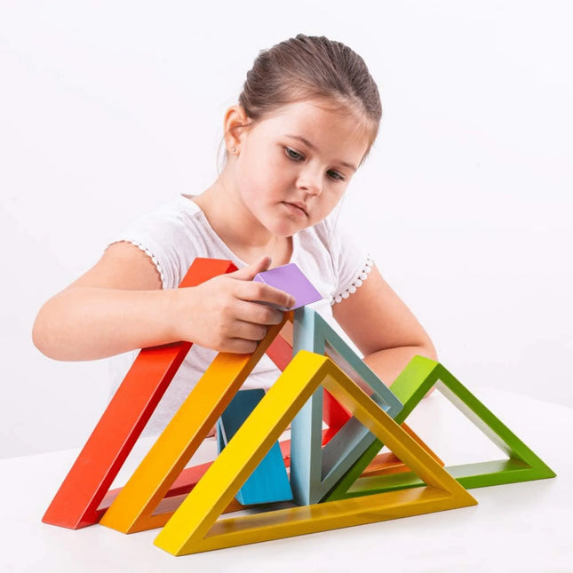 Bigjigs Toys Wooden Stacking Triangles-BigJigs-Hello Charlie