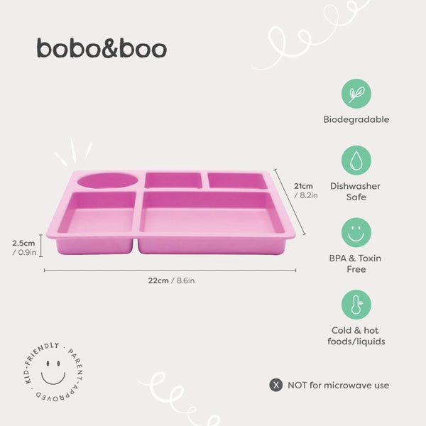 Bobo & Boo Divided Plate - Flamingo Pink--Hello-Charlie