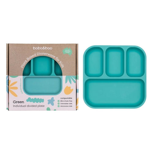 Bobo & Boo Plant Based Bento Style Kids Divided Plate - Green--Hello-Charlie