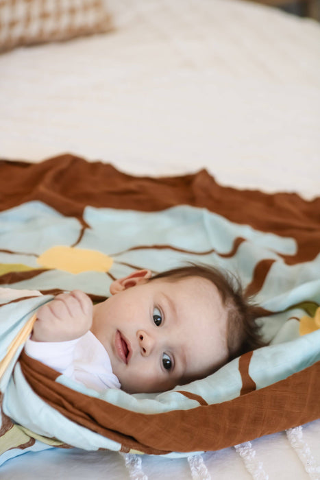 Organic Muslin Swaddle - Fleur (Limited Edition): Fleur - Umber