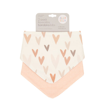 All4Ella Bandana Bibs 2pk - Hearts