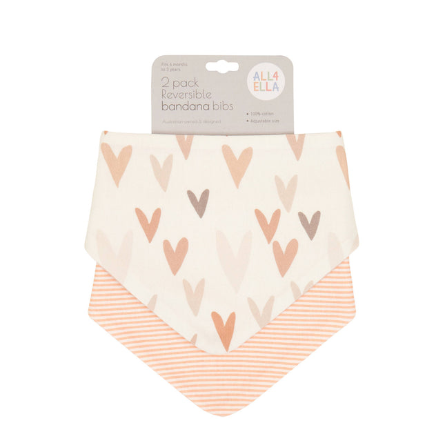 All4Ella Bandana Bibs 2pk - Hearts